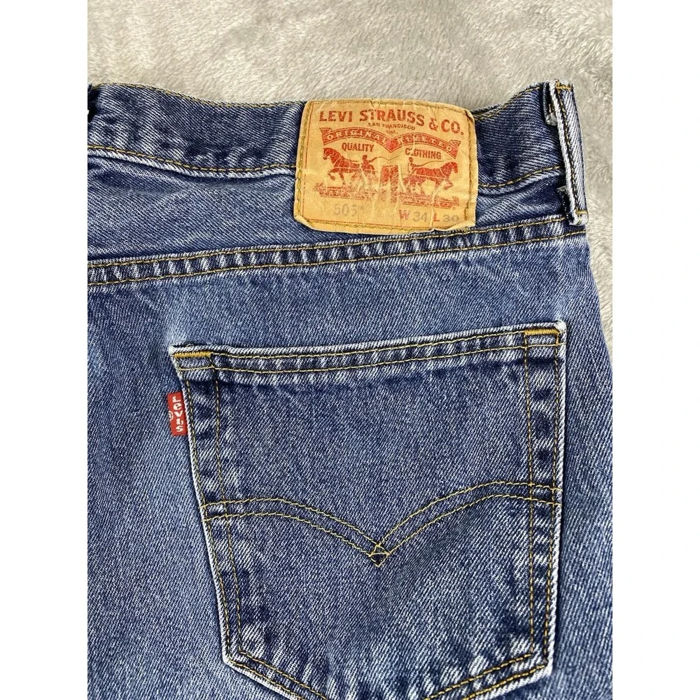 Levi's 505 Men's Jeans 34x30 Straight Leg Y2K Vintage‎ Zip Fly Denim Blue